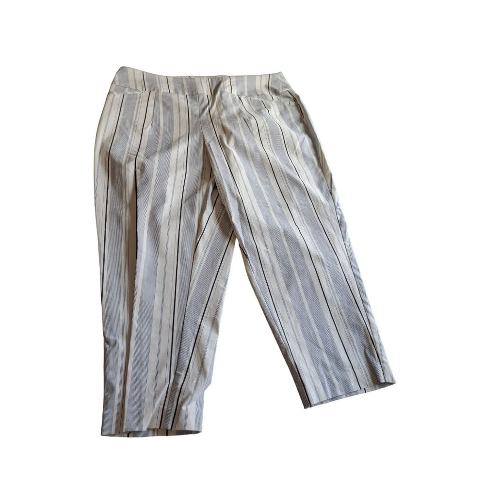 Cato Est 1946 Womens Cropped Pants 16W Striped Wide Leg Classic Fit Preppy Retro